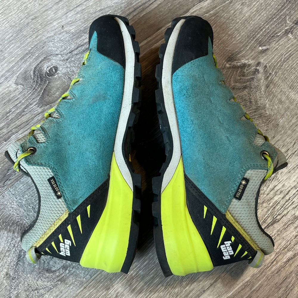 Hanwag Makra Low GTX Women 8.5 Teal Yellow Gore-Tex Vibram Hiking Approach Shoes